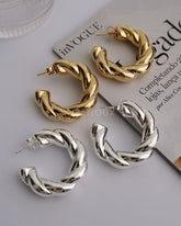 Pendientes de aro de Metal grueso minimalistas Tredny para mujer, pendientes redondos gruesos exagerados de oro y plata, regalos de joyería de moda