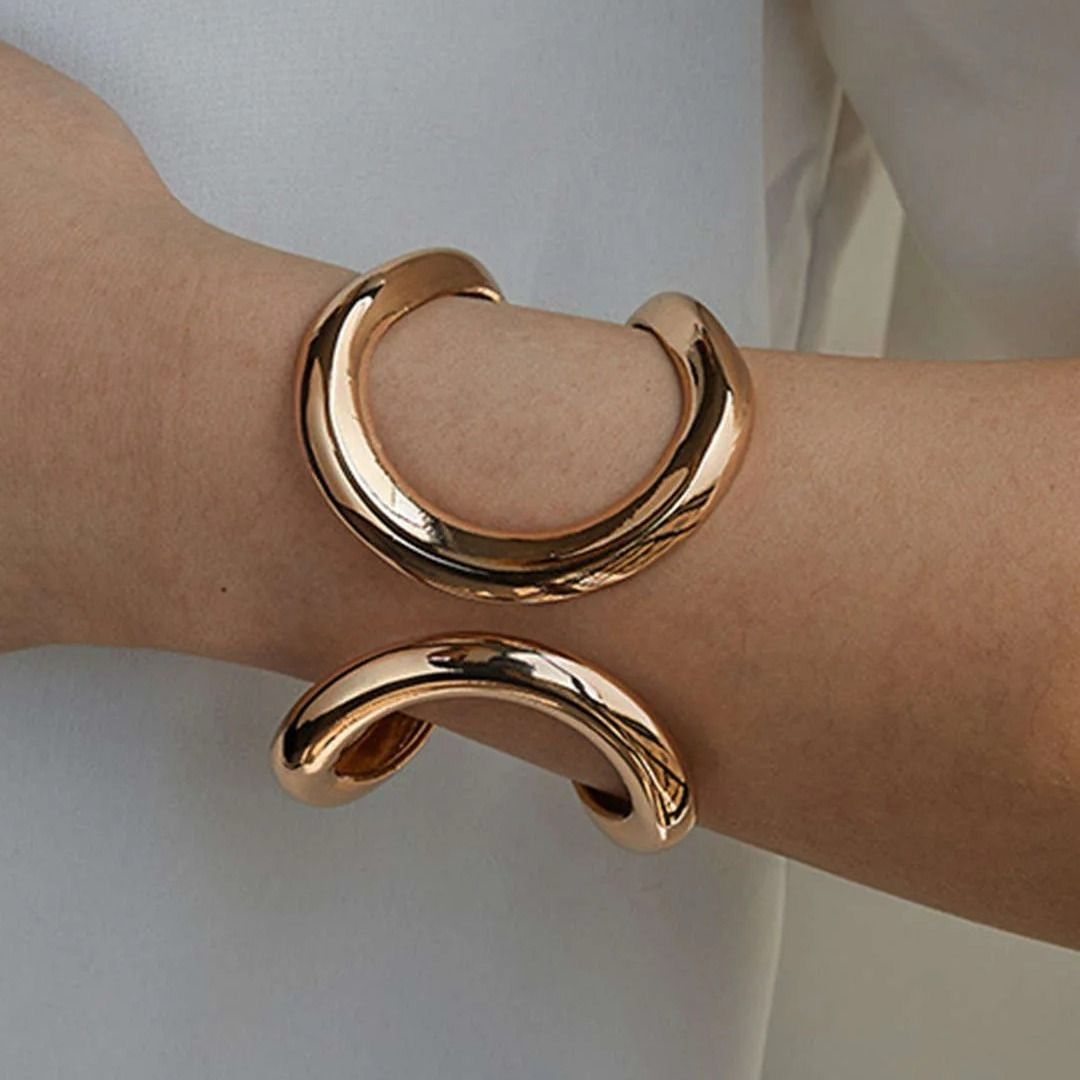 Brazaletes abiertos de Metal exagerados para mujer, pulsera de brazo, joyería Grunge