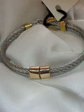Pulsera de acero inoxidable caliente con nudo de alambre de joyería de color dorado, brazaletes para hombres y mujeres, brazalete abierto