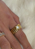Anillo eslabones italianos acero inoxidable con dije de estrella