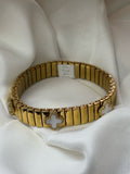 Pulsera elástica ajustable de acero inoxidable, diseño clásico de inspiración italiana en colores dorado