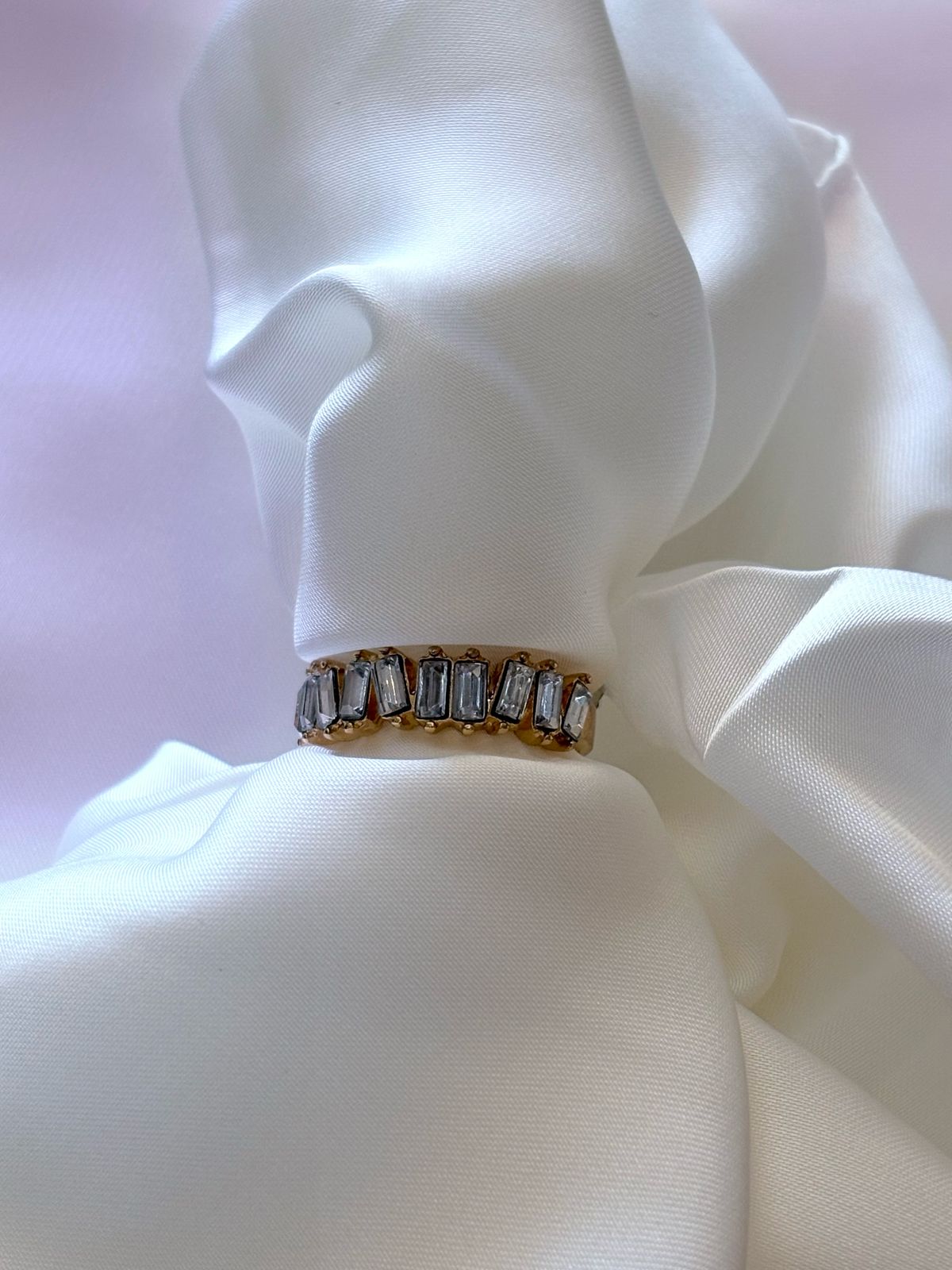 Anillo en t de Baguette fino para mujer